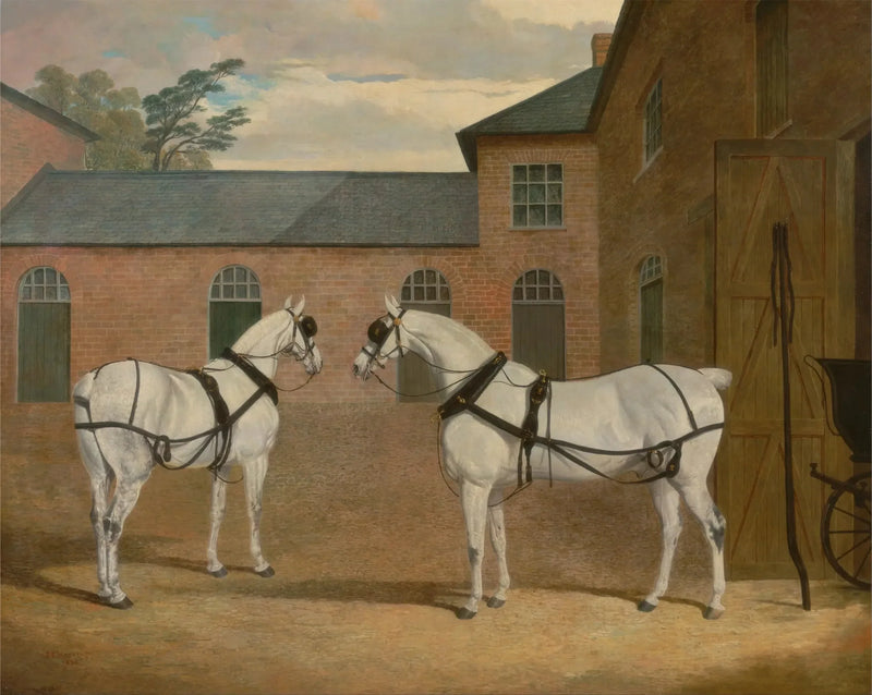 Harmaat vaunuthevoset Putteridge Buryn vaunujen pihalla, Hertfordshire - John Frederick Herring, Sr.