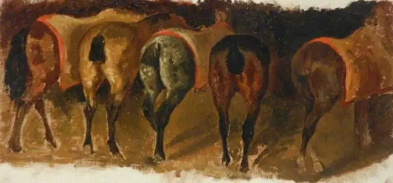 Seisovat hevoset tallissa - Théodore Géricault