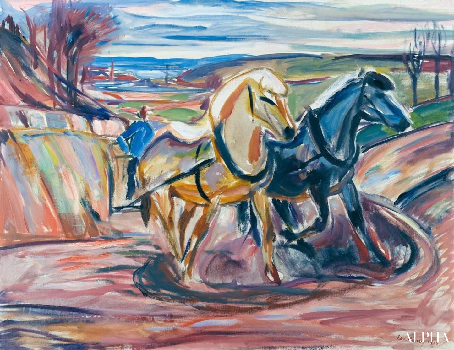 Hevoset - Edvard Munch - Korkealaatuiset taulujen ja maalauksien reproduktiot
