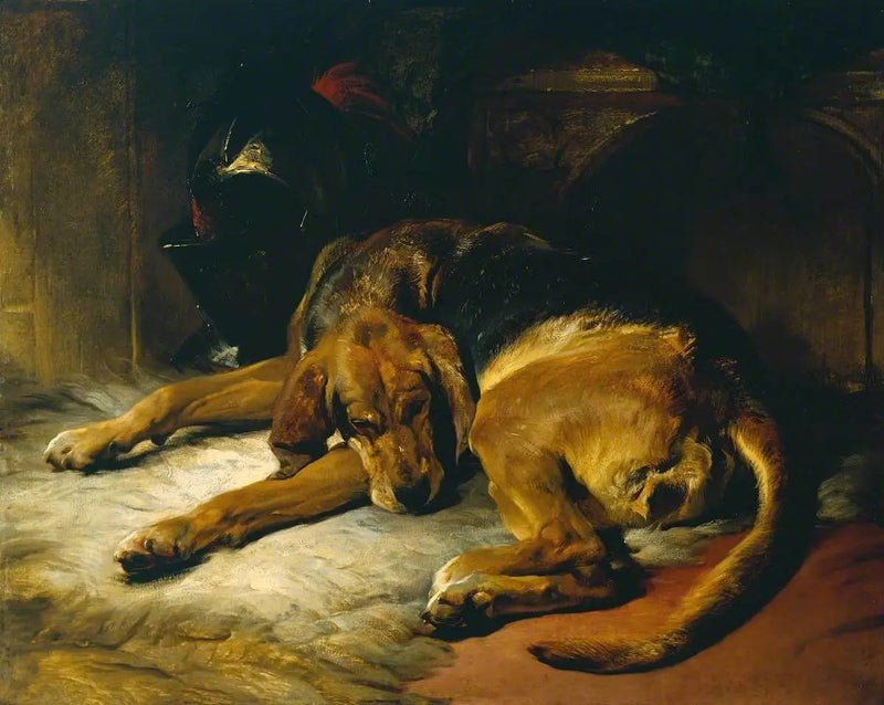 Nukkumassa oleva metsästyskoira - Edwin Henry Landseer