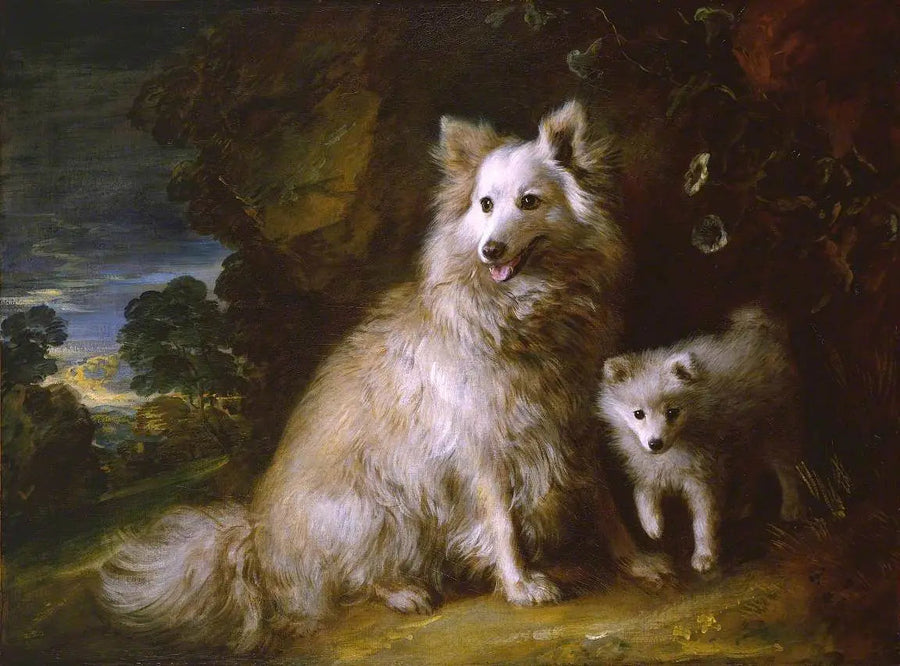 Poméranian koira ja pentu - Thomas Gainsborough