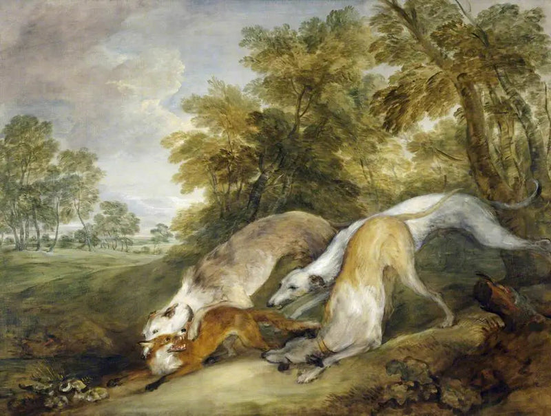 Koirat metsästämässä kettu - Thomas Gainsborough