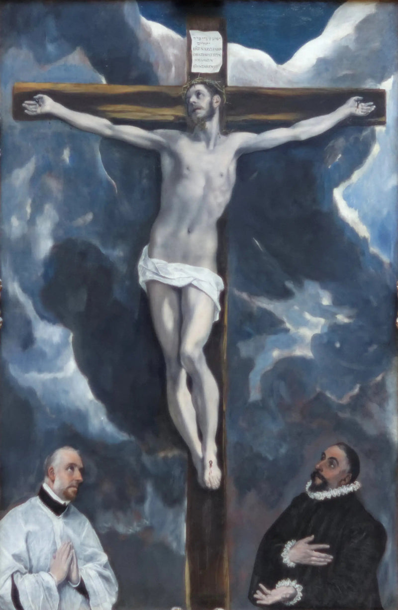 Kristus ristiinnaulittu kahden lahjoittajan kanssa - El Greco