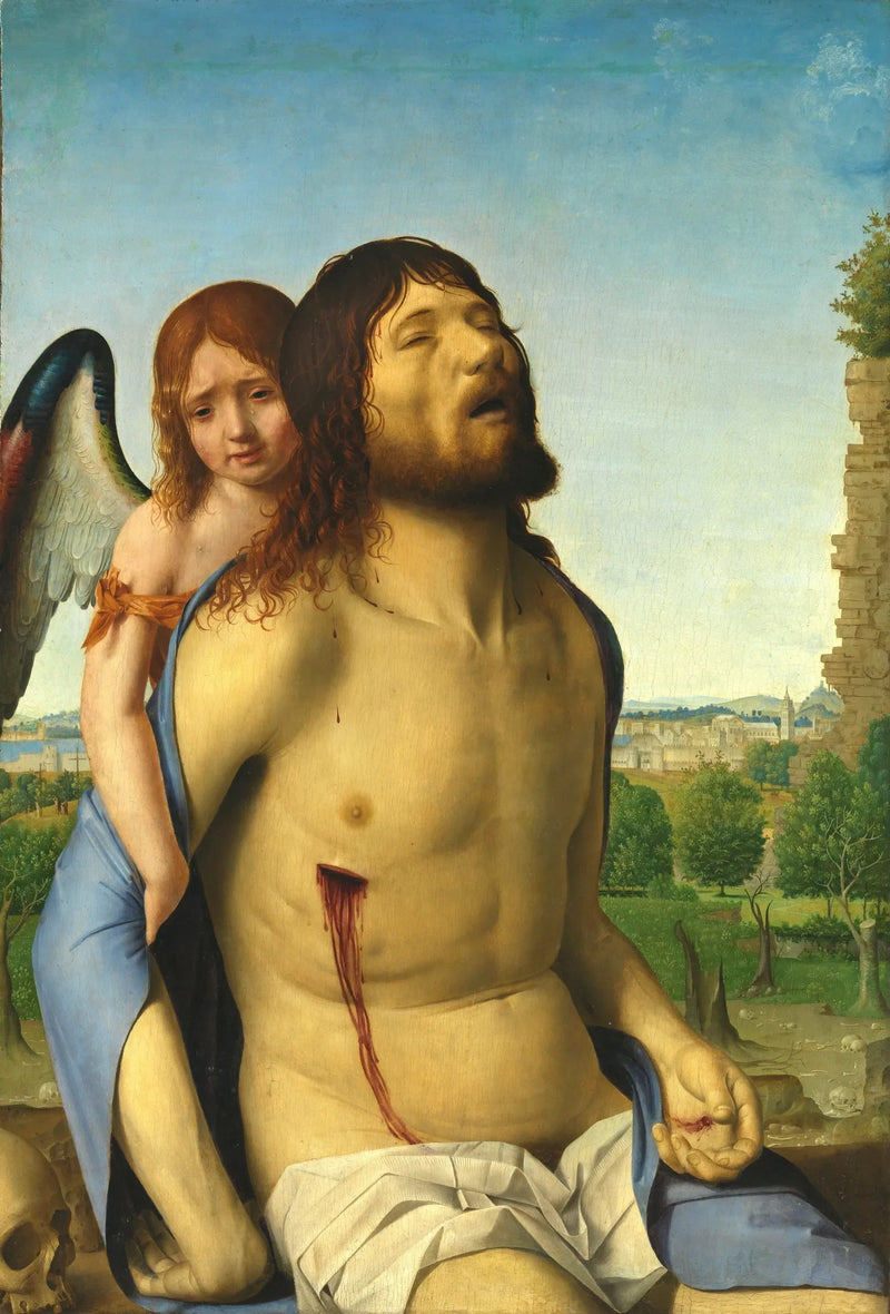 Kristuksen kuolema, kannateltuna enkelin toimesta - Antonello de Messine