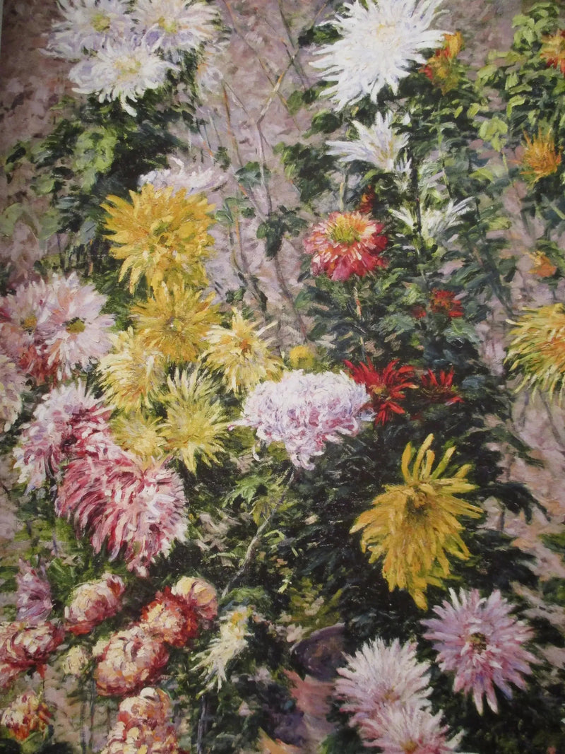 Valkoiset ja keltaiset krysanteemit. Petit Gennevilliersin puutarha - Gustave Caillebotte