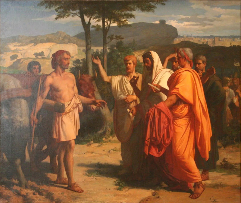Cincinnatus vastaanottaa lähettiläitä, jotka ovat vastuussa diktaattorin arvomerkkien toimittamisesta - Alexandre Cabanel