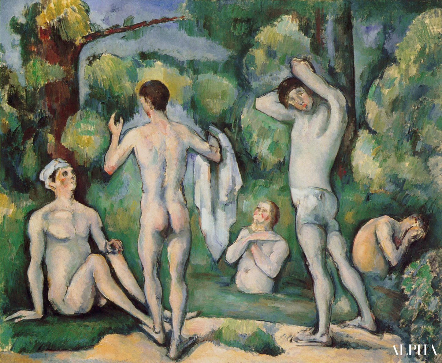 Viisi kylpyä - Paul Cézanne - Korkealaatuiset taulujen ja maalauksien reproduktiot