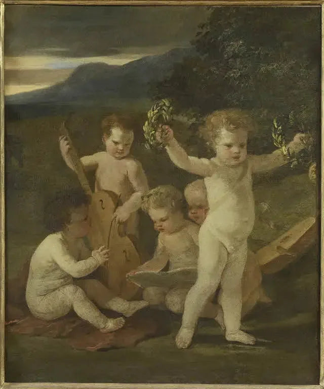 Viisi musiikkia soittavaa puttia - Nicolas Poussin