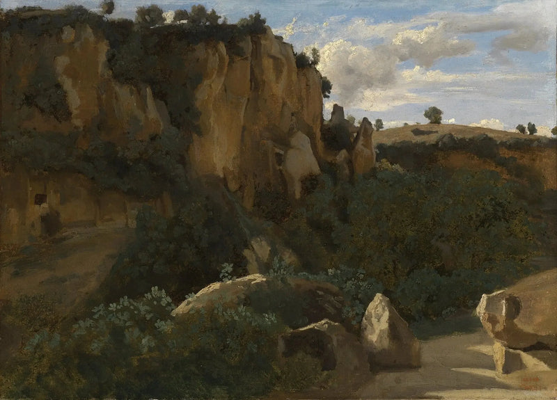 Civita Castellana. Kukkulat hallitsevat metsänpeitteistä laaksoa - Jean-Baptiste Camille Corot