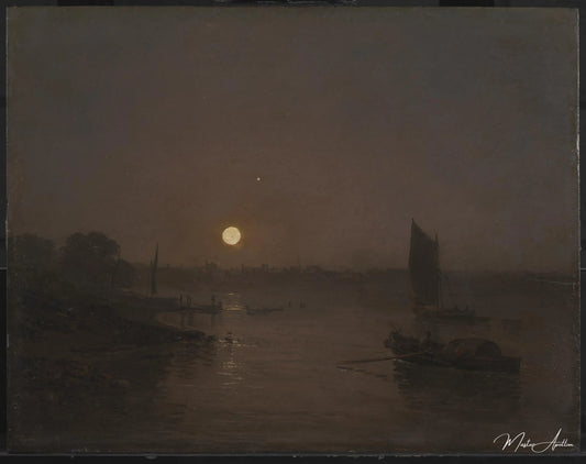 Clair de lune une étude à Millbank - William Turner - Reproductions de tableaux et peintures haut de gamme