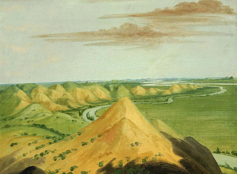 Clay Bluffs, kaksikymmentä mailia Mandansin yläpuolella - George Catlin