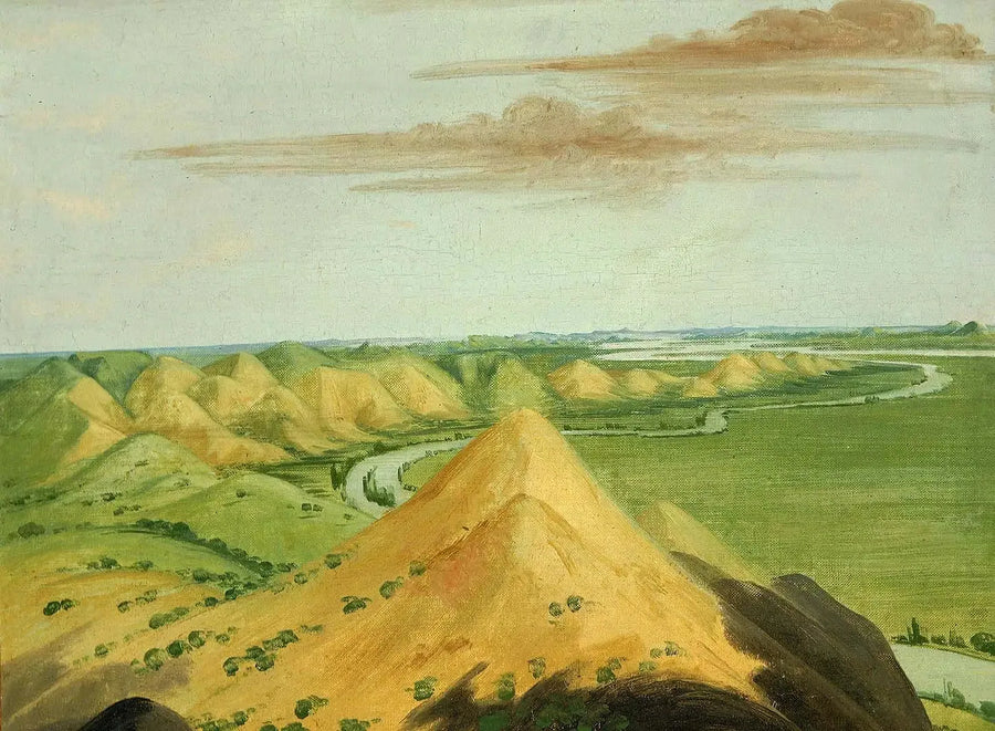 Clay Bluffs, kaksikymmentä mailia Mandansin yläpuolella - George Catlin
