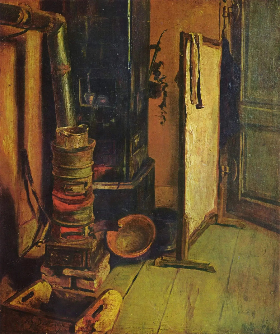 Työpajan nurkka. Uuni - Eugène Delacroix