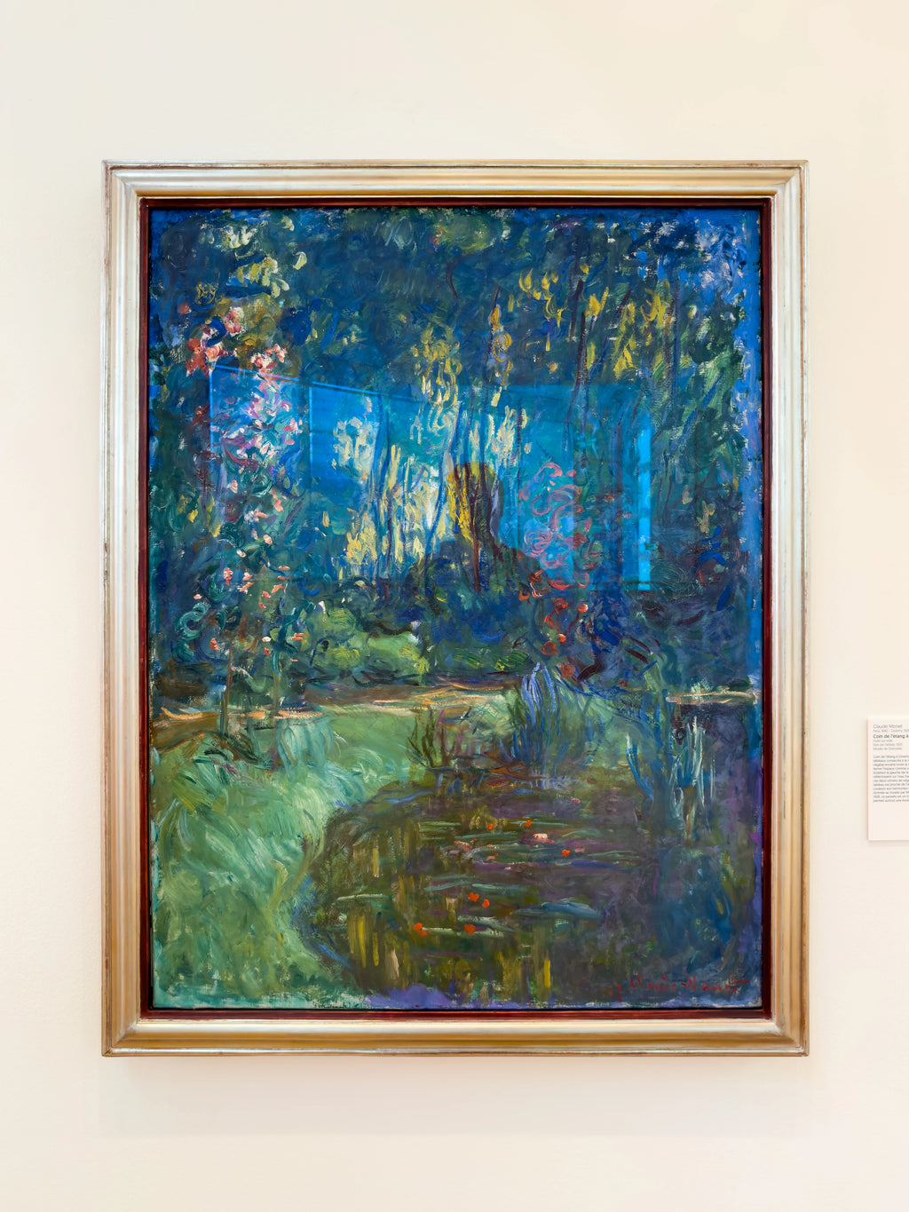 Photographie réelle de Coin de l’étang à Giverny avec son cadre au Musée de Grenoble en 2025
