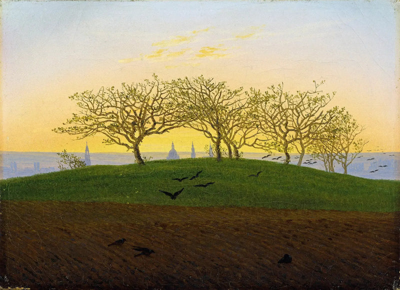 Kukkula kyntöpelto lähellä Dresdeniä - Caspar David Friedrich