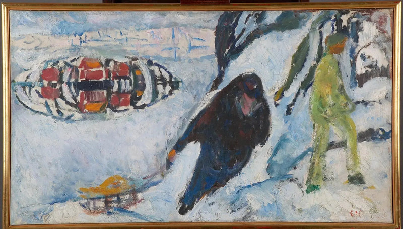 Mäenrinteellä kelkka - Edvard Munch