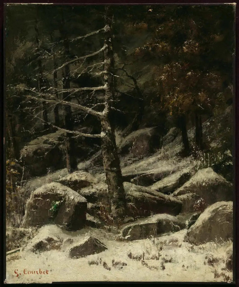 Talvinen metsämäki - Gustave Courbet