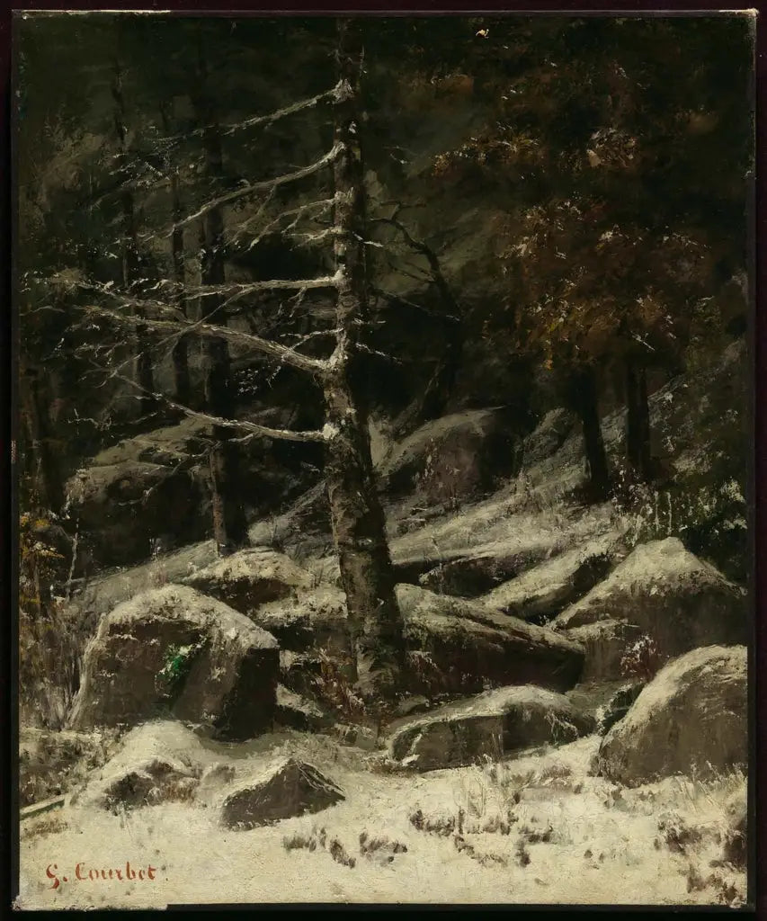 Talvinen metsämäki - Gustave Courbet