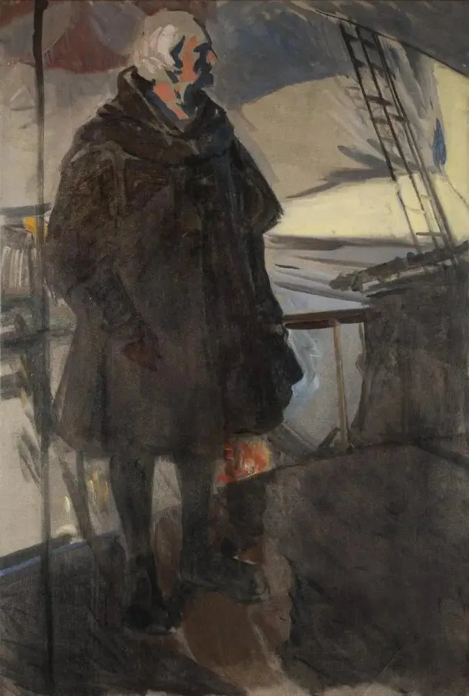 Kolumbuksen lähtö Palosista (profiili oikealla, kasvot perään) - Joaquín Sorolla