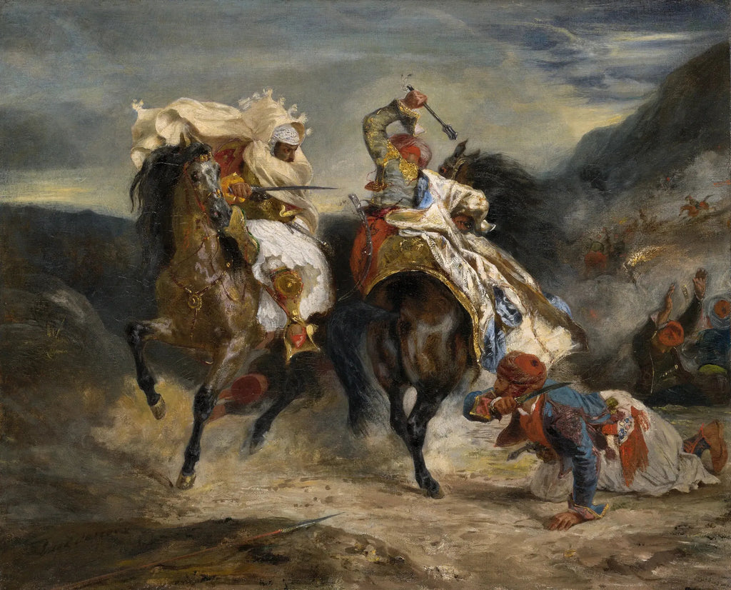 Combat du Giaour et Hassan - Eugène Delacroix image 2 copie de tableau peinte à la main