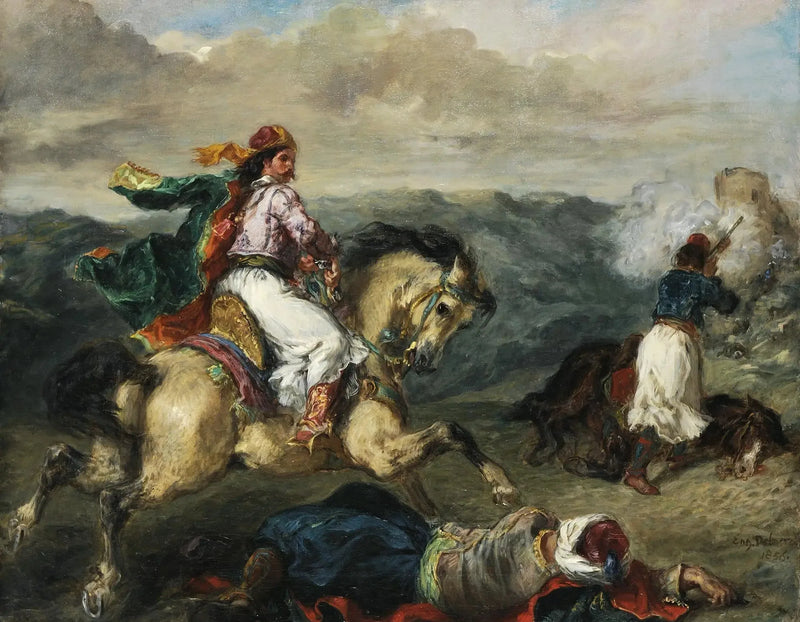 Taistelu kreikkalaisten ja turkkilaisten välillä - Eugène Delacroix