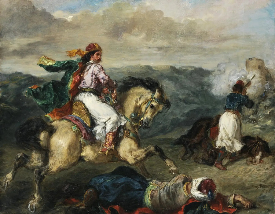 Taistelu kreikkalaisten ja turkkilaisten välillä - Eugène Delacroix