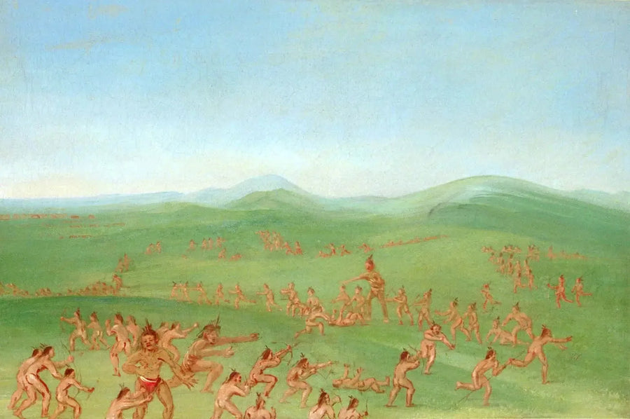 Taistelu simuloitu, Mandan Boys - George Catlin