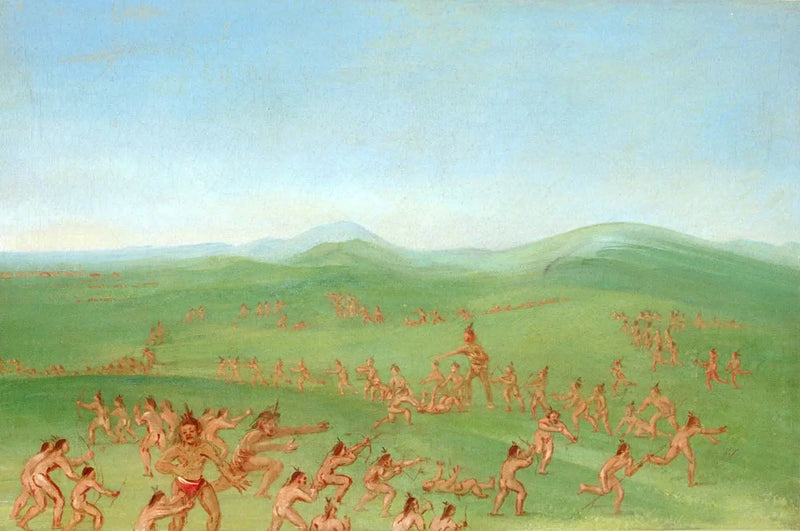 Taistelu simuloitu, Mandan Boys - George Catlin