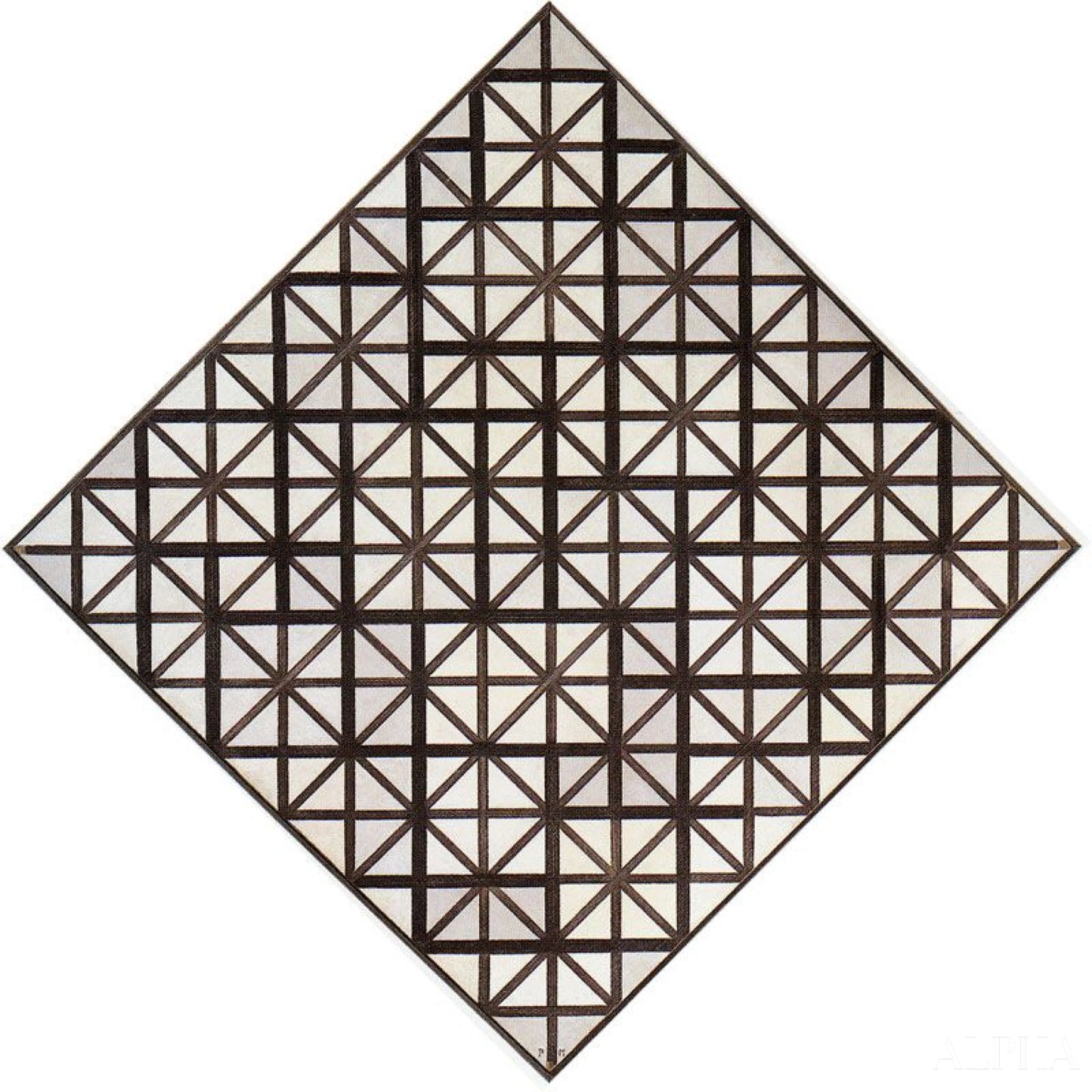 Koostumus harmaista viivoista - Mondrian - Korkealaatuiset taulujen ja maalauksien reproduktiot