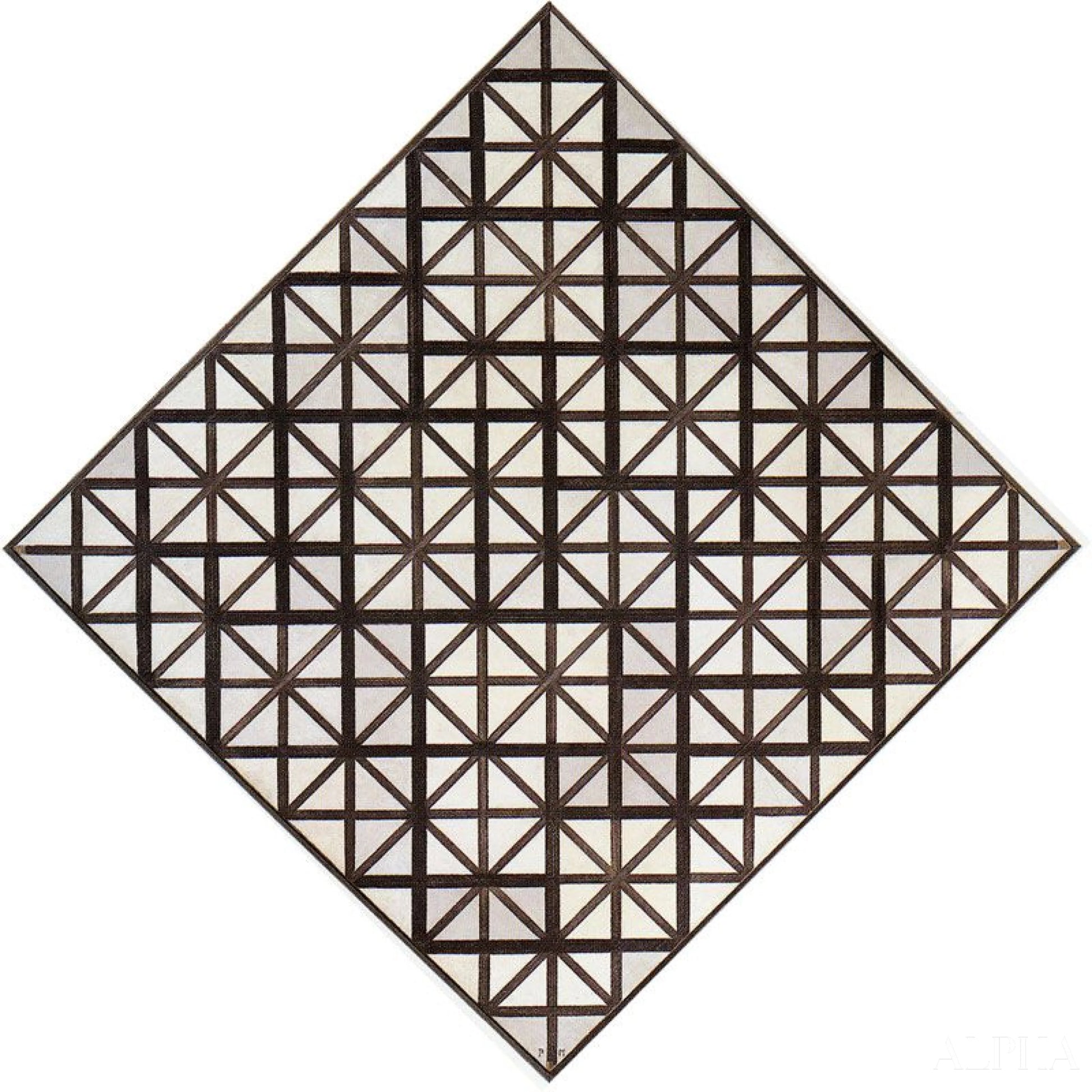 Koostumus harmaista viivoista - Mondrian - Korkealaatuiset taulujen ja maalauksien reproduktiot