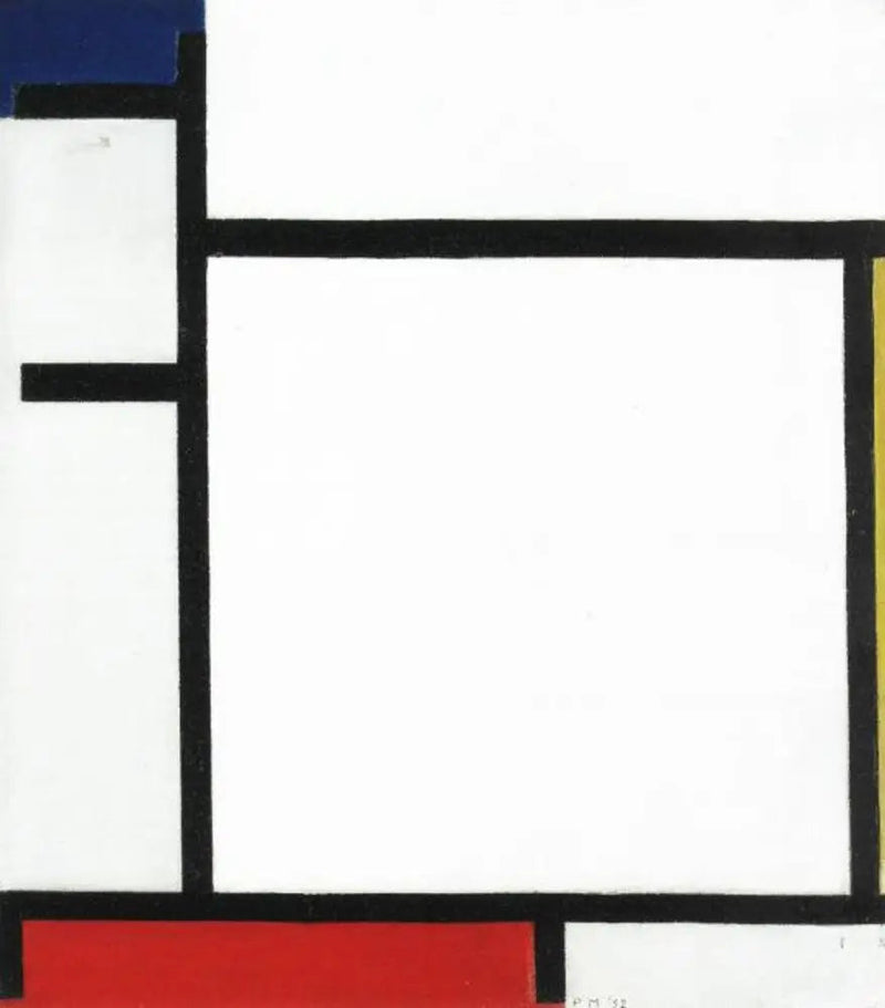 Koostumus sinisestä, keltaisesta, punaisesta ja harmaasta - Piet Mondrian
