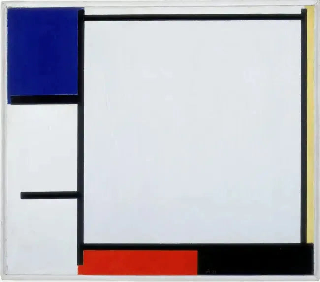 Koostumus sinisestä, keltaisesta, punaisesta, mustasta ja harmaasta - Piet Mondrian