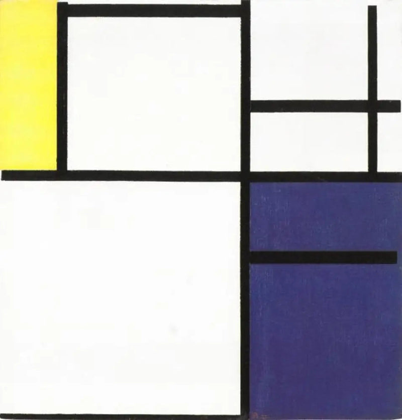 Koostumus keltaisesta, sinisestä ja sinivalkoisesta - Piet Mondrian