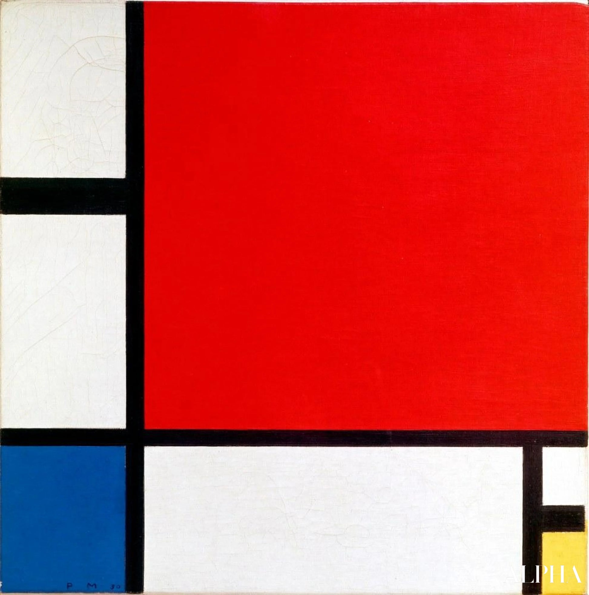 Koostumus punaisesta, sinisestä ja keltaisesta - Mondrian - Korkealaatuiset taulujen ja maalauksien reproduktiot