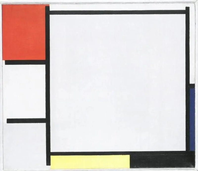 Koostumus punaisesta, sinisestä, keltaisesta, mustasta ja harmaasta - Piet Mondrian