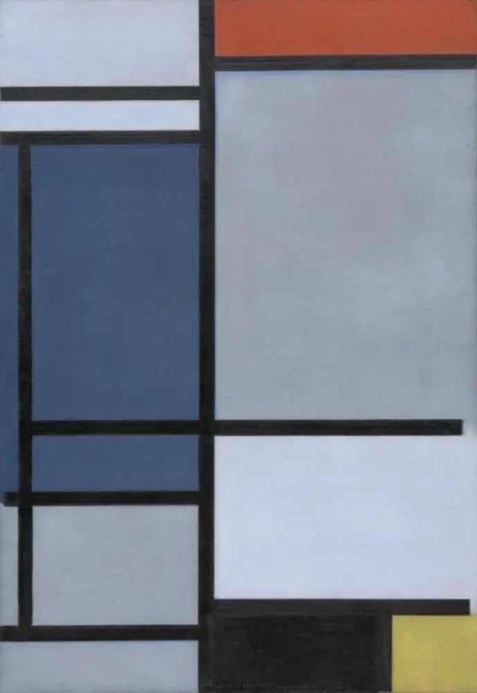 Koostumus punaisesta, sinisestä, mustasta, keltaisesta ja harmaasta - Piet Mondrian
