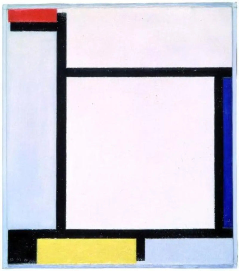 Koostumus punaisesta, sinisestä, mustasta, keltaisesta ja harmaasta - Piet Mondrian