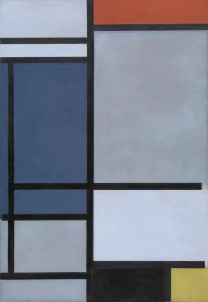 Koostumus punaisesta, sinisestä, mustasta, keltaisesta ja harmaasta - Piet Mondrian