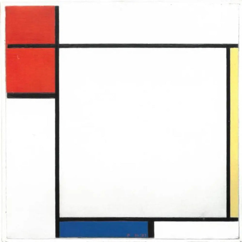 Koostumus punaisesta, keltaisesta ja sinisestä - Piet Mondrian
