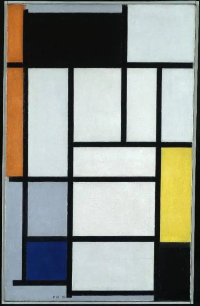 Koostumus punaisesta, mustasta, keltaisesta, sinisestä ja harmaasta - Piet Mondrian