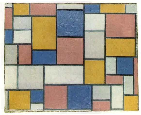 Värisuunnitelma ja harmaat viivat - Piet Mondrian