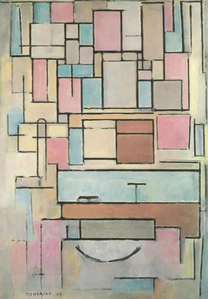 Värisuunnitelmalla varustettu kompositio: julkisivu - Piet Mondrian