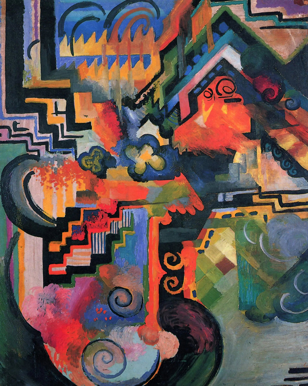Composition colorée (Hommage à Jean-Sébastien Bach) - August Macke image 1 tableau peint à l’huile sur toile