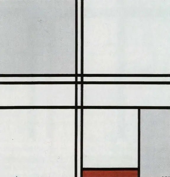 Koostumus (nro 1) Harmaa-Punainen - Piet Mondrian