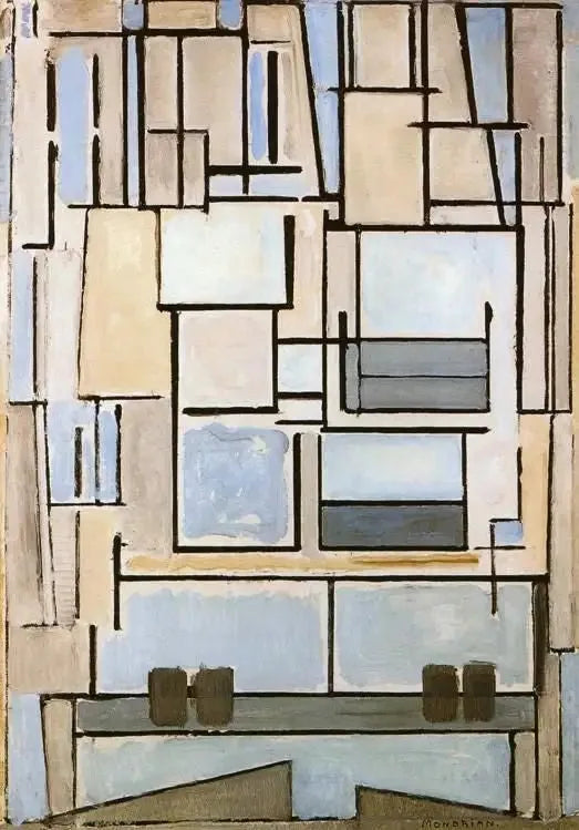 Koostumus n° VI, Koostumus 9 (Sininen julkisivu) - Piet Mondrian