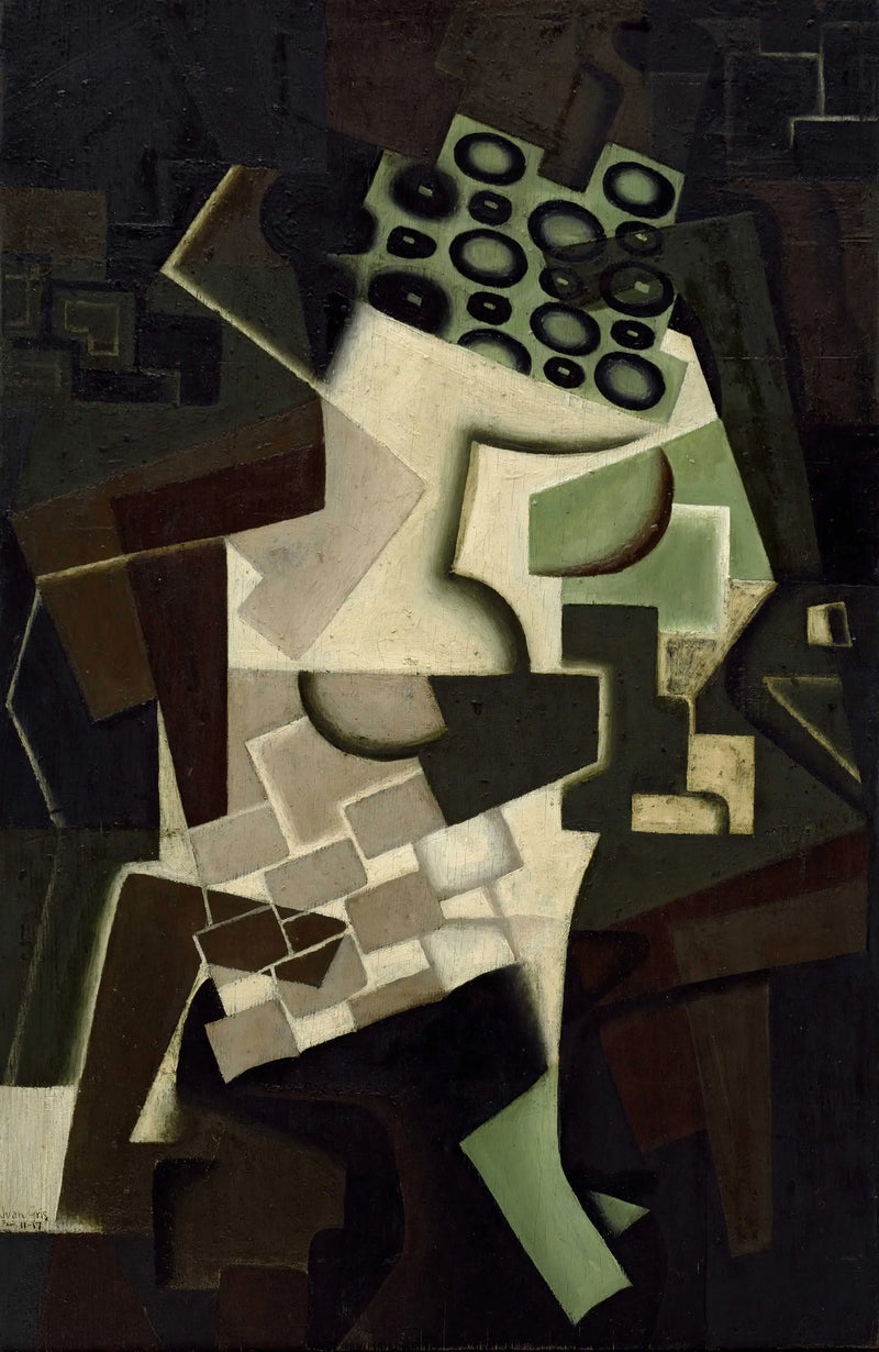 Kompottitarjotin ja ruutukangasliina - Juan Gris