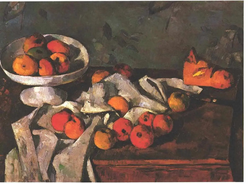 Hedelmäteline, omenoita ja leipäpalasia - Paul Cézanne