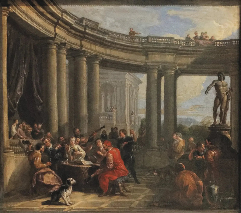 Konsertti järjestetty dorikaisen järjestyksen pyöreän gallerian sisällä - Giovanni Paolo Panini