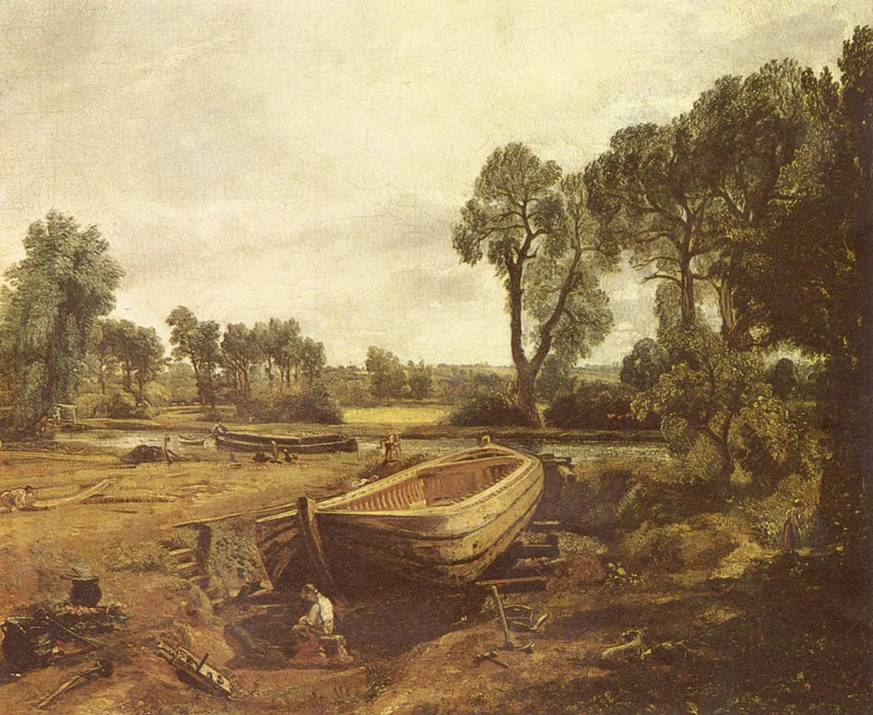Veneenrakennus Flatford Millin lähellä - John Constable