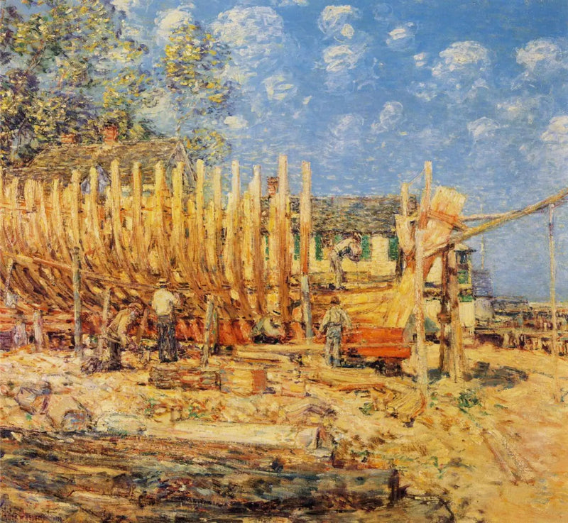 Purjelaivan rakentaminen, Provincetown - Childe Hassam